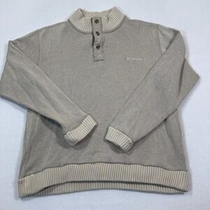Columbia XCO Sweater Mens L‎ Beige Long Sleeve Henley Pullover Outdoor Adult